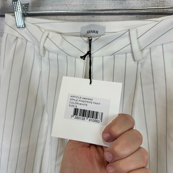 ARAKII Elegant White Striped Straight Leg Pants - Picture 7 of 13